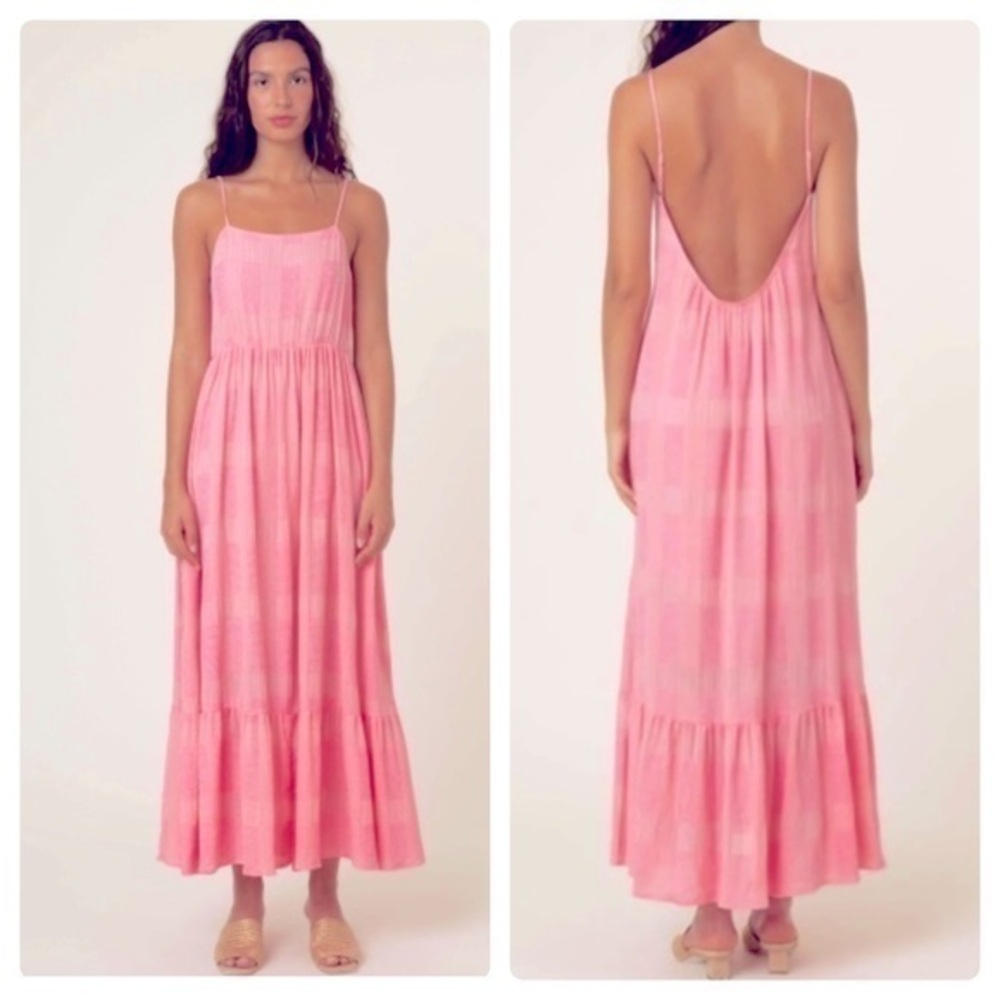 FRNCH maissane Tired Gauzy Low Back Pink Tiered Maxi